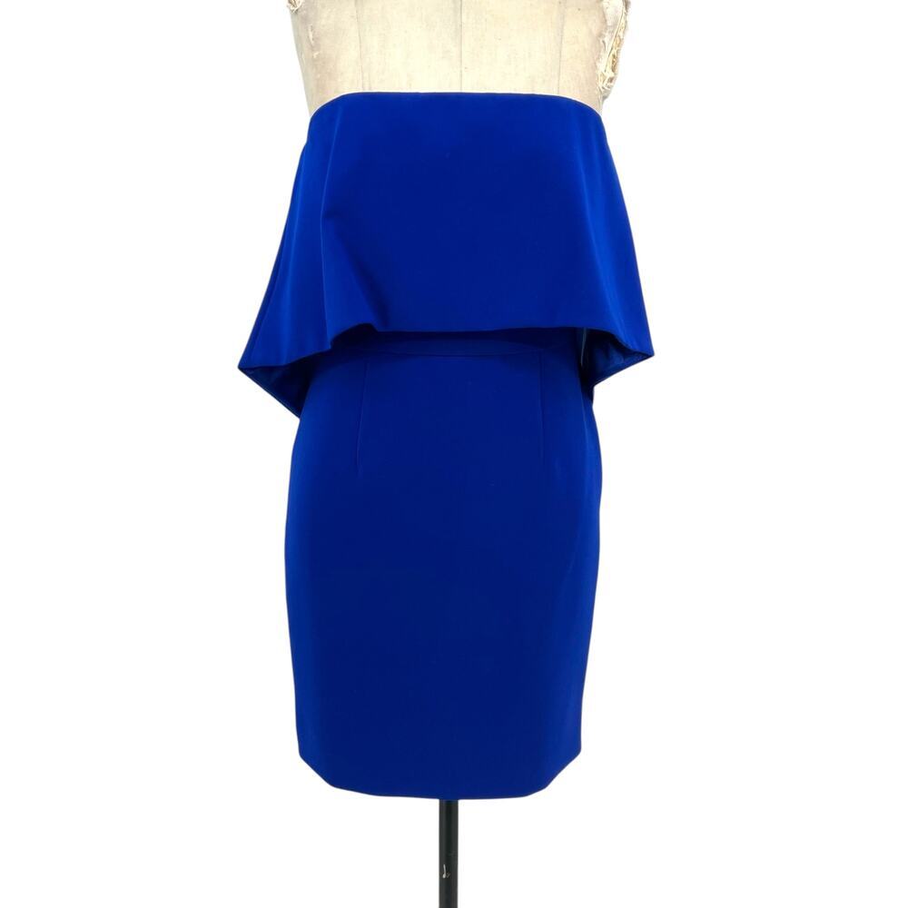 Jay Godfrey Cobalt Blue Viola‎ Dress Strapless Ruffle Detail Mini Size US 4 - Picture 2 of 12